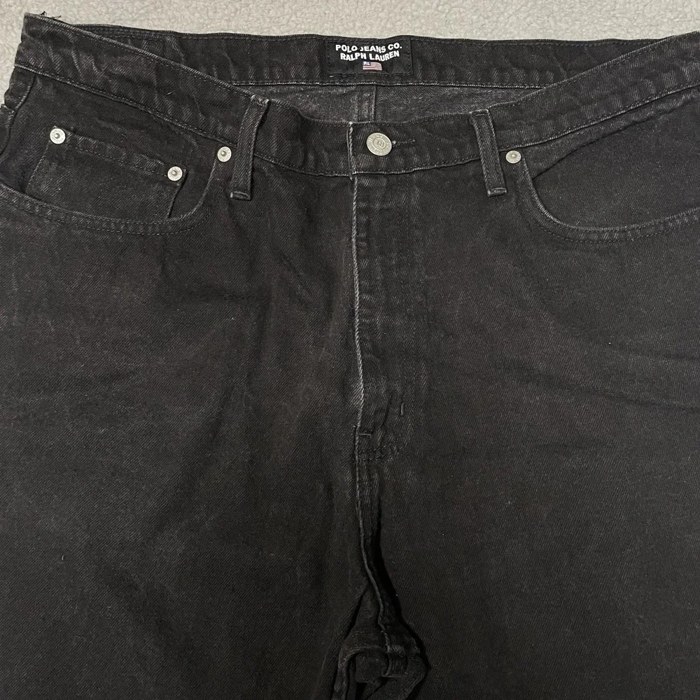 Vintage Polo Jeans Co Ralph Lauren Black Relaxed Wideleg Jeans 38x30 Fits 36x29